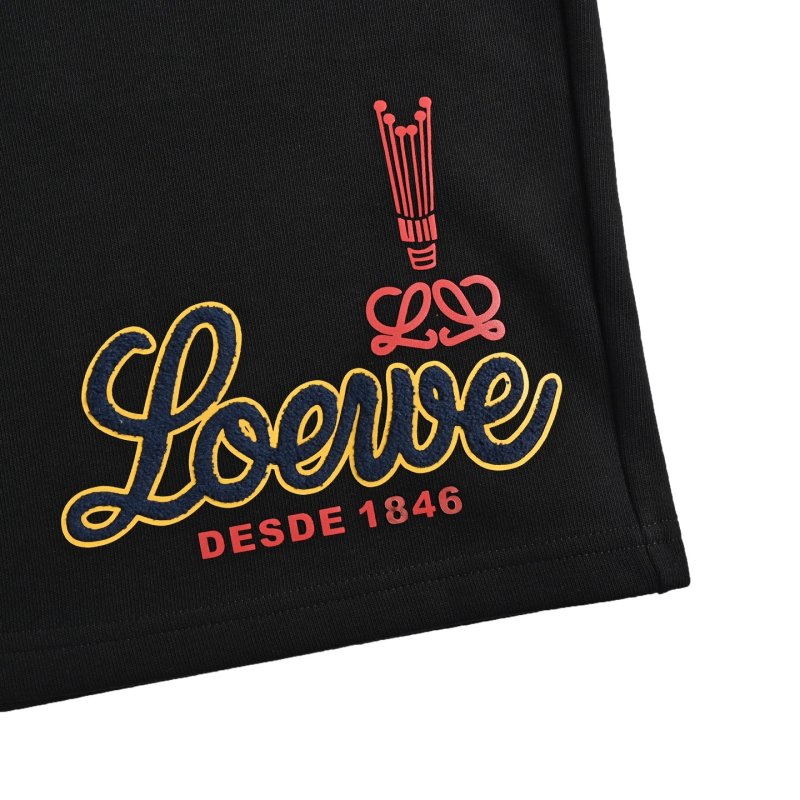 Loewe Black Logo Shorts with Yellow Drawstring view