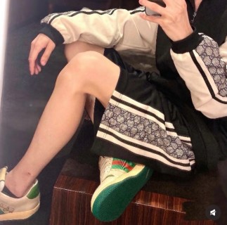 Black Shorts with Monogram Side Stripe view 2
