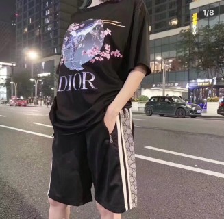 Black Shorts with Monogram Side Stripe view 4