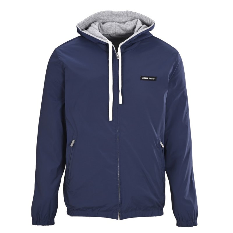 Essentials Navy Hooded Windbreaker Jacket view