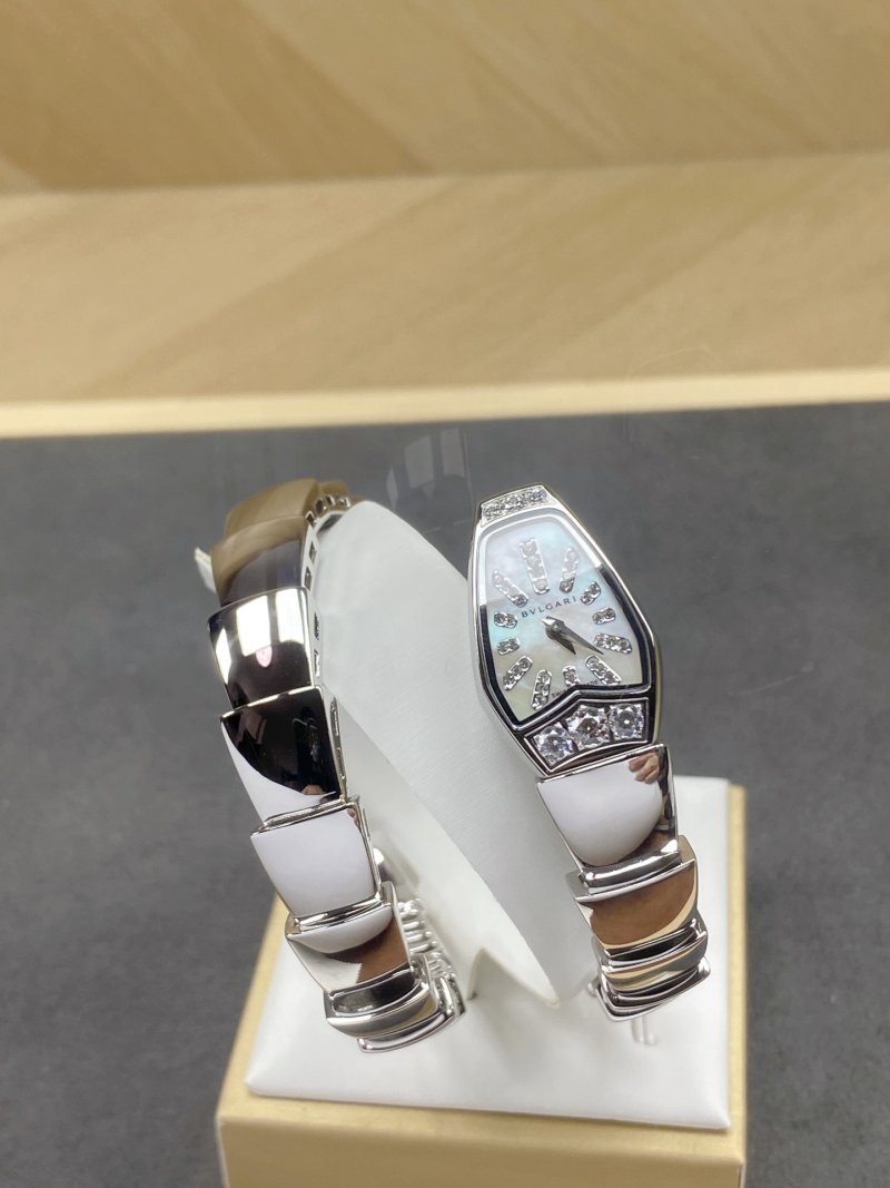 Bulgari Serpenti White Gold Two-Coil Watch with Diamond Markers