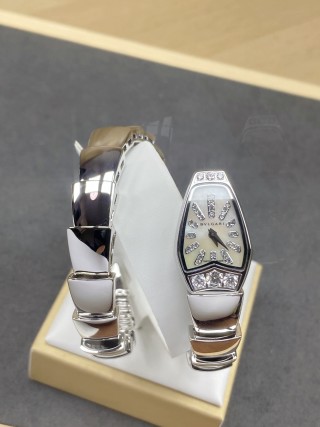 Bulgari Serpenti White Gold Two-Coil Watch with Diamond Markers view 2