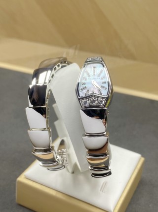 Bulgari Serpenti White Gold Two-Coil Watch with Diamond Markers view 3