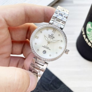 Omega De Ville Prestige 35mm White Dial Diamond Bezel Watch view 5