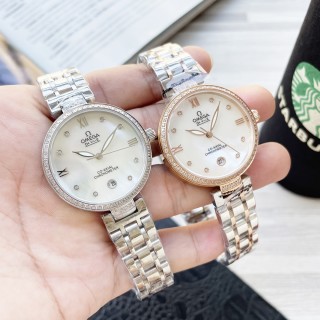 Omega De Ville Prestige 35mm White Dial Diamond Bezel Watch view 7