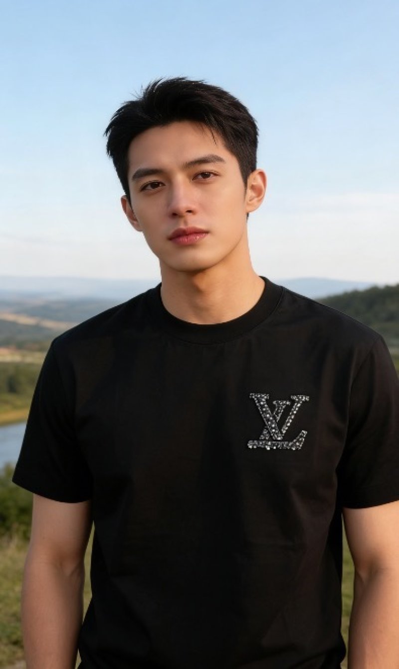 Louis Vuitton Studded LV Logo Black T-Shirt