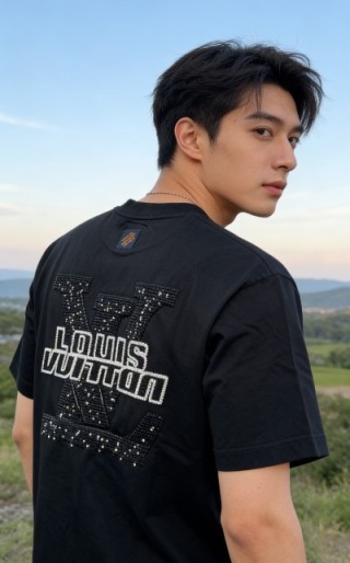 Louis Vuitton Studded LV Logo Black T-Shirt view 2