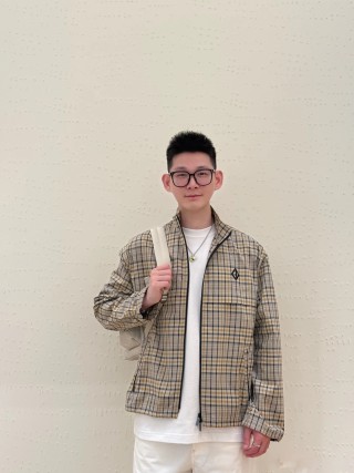 Cream & Navy Plaid Zip-Up Overshirt Jacket view 6