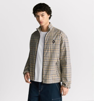 Cream & Navy Plaid Zip-Up Overshirt Jacket view 9