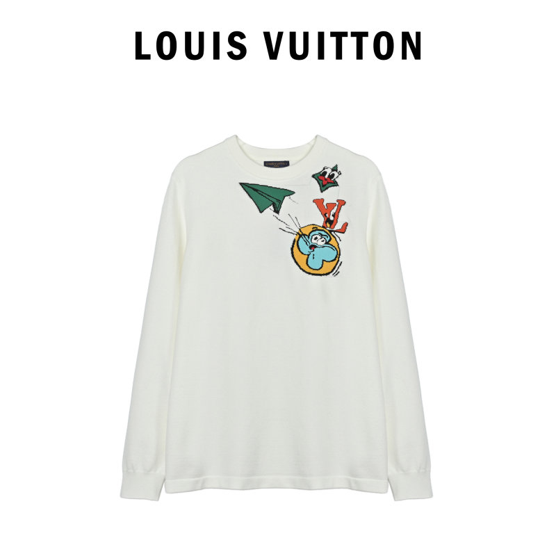 Louis Vuitton Cream Wool Blend Intarsia Knit Sweater view