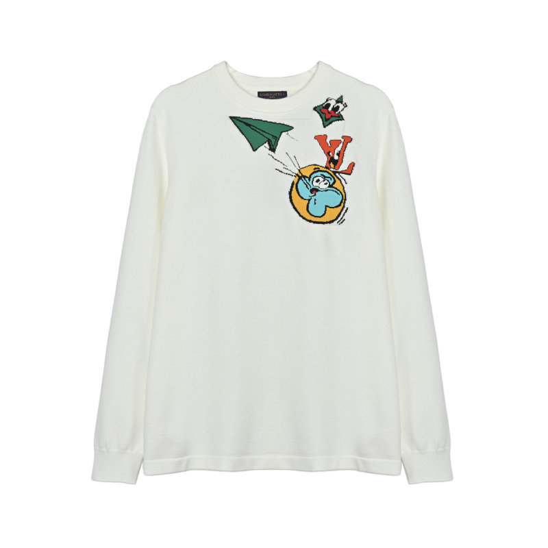 Louis Vuitton Cream Wool Blend Intarsia Knit Sweater view