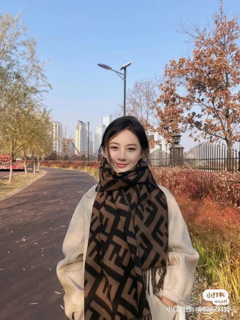 Fendi FF Monogram Wool Cashmere Scarf Black Brown view