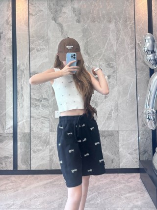 Black Logo Embroidered Shorts view 2