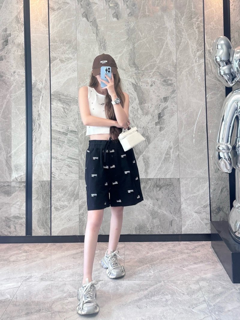 Black Logo Embroidered Shorts view