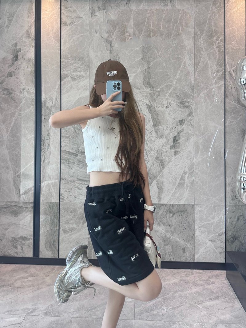 Black Logo Embroidered Shorts view
