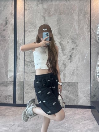 Black Logo Embroidered Shorts view 6