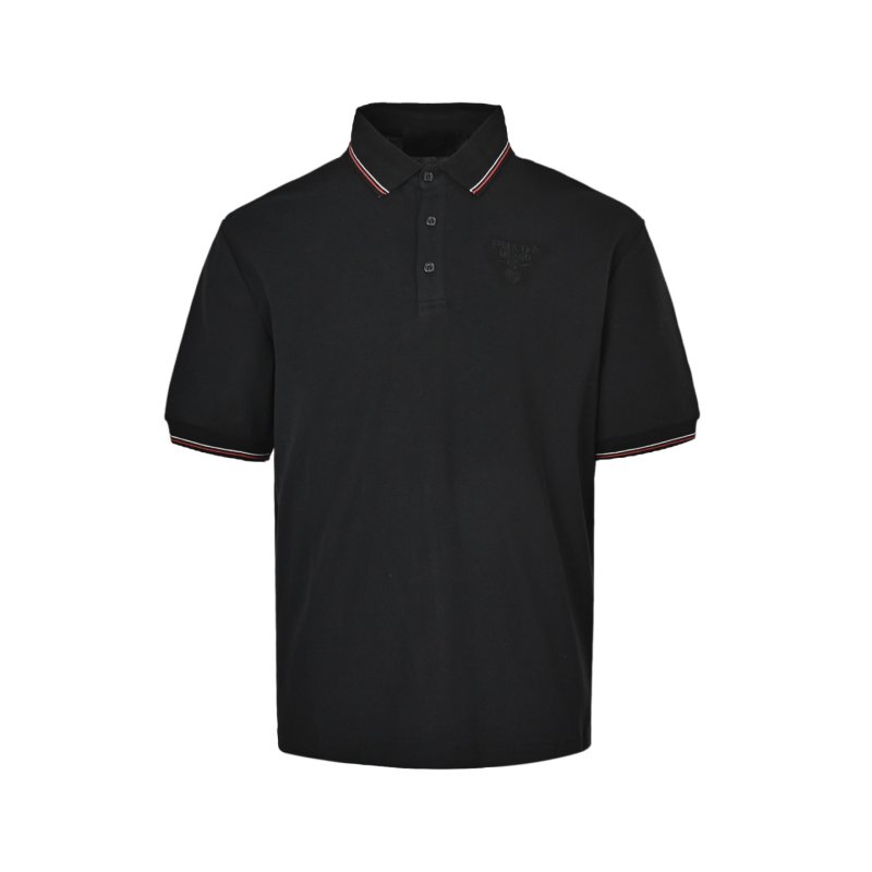 Prada Black Polo Shirt with Red Trim view