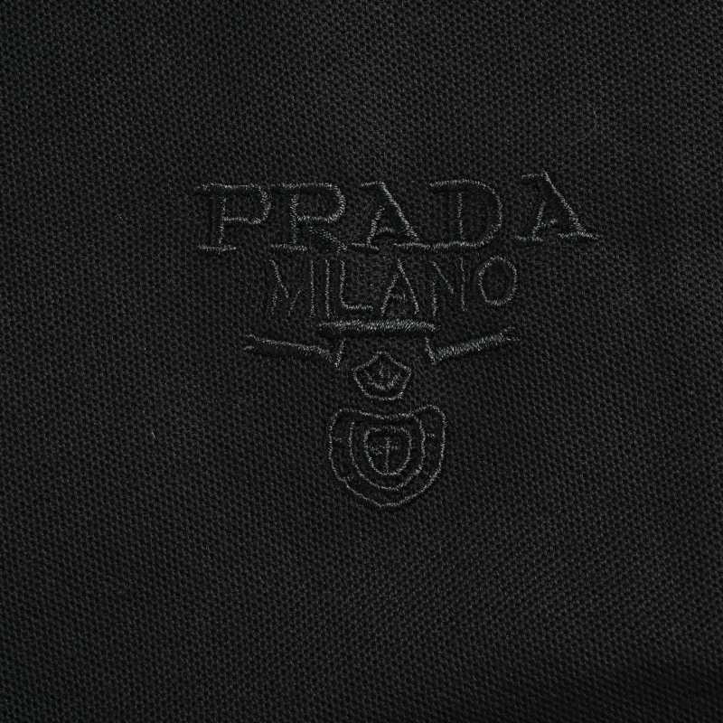 Prada Black Polo Shirt with Red Trim view