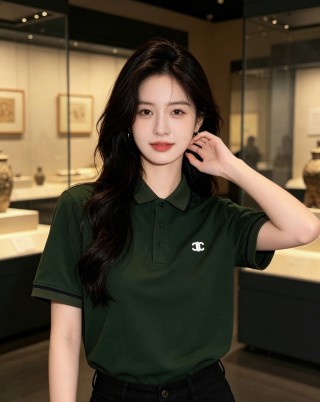 Chanel CC Logo Polo Shirt - Olive Green view 2