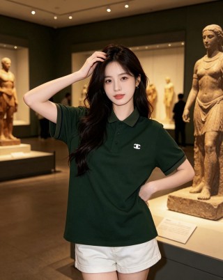 Chanel CC Logo Polo Shirt - Olive Green view 3