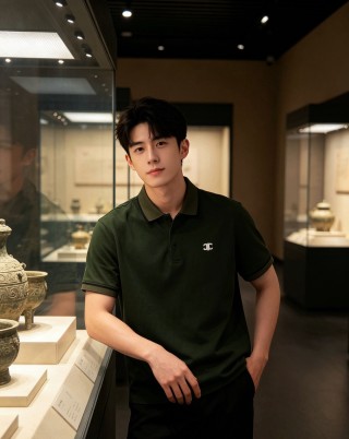Chanel CC Logo Polo Shirt - Olive Green view 4