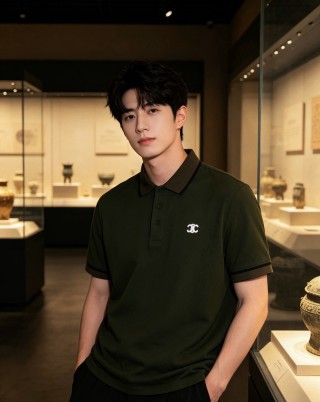 Chanel CC Logo Polo Shirt - Olive Green view 6