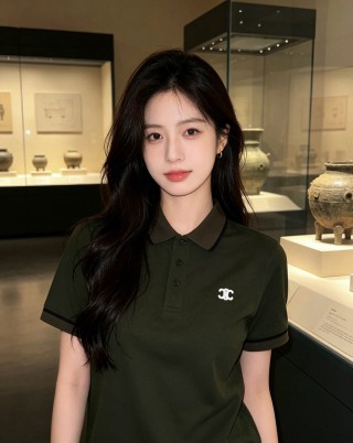 Chanel CC Logo Polo Shirt - Olive Green view 7