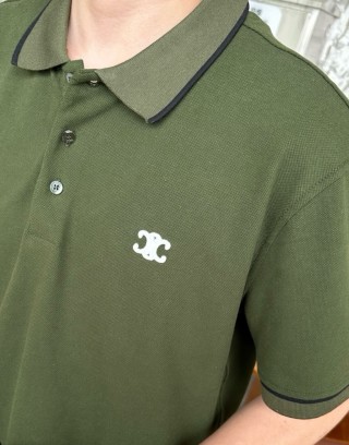 Chanel CC Logo Polo Shirt - Olive Green view 9