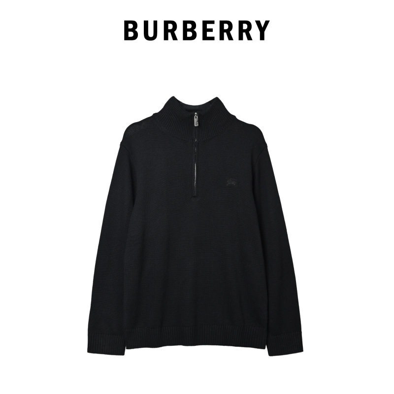 Navy Quarter-Zip Wool Blend Sweater view
