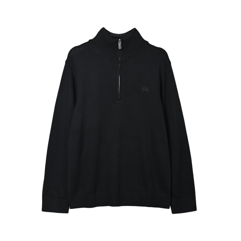 Navy Quarter-Zip Wool Blend Sweater view