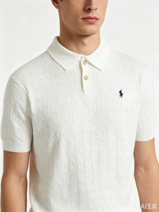 Polo Ralph Lauren Cream Cable-Knit Polo Shirt
