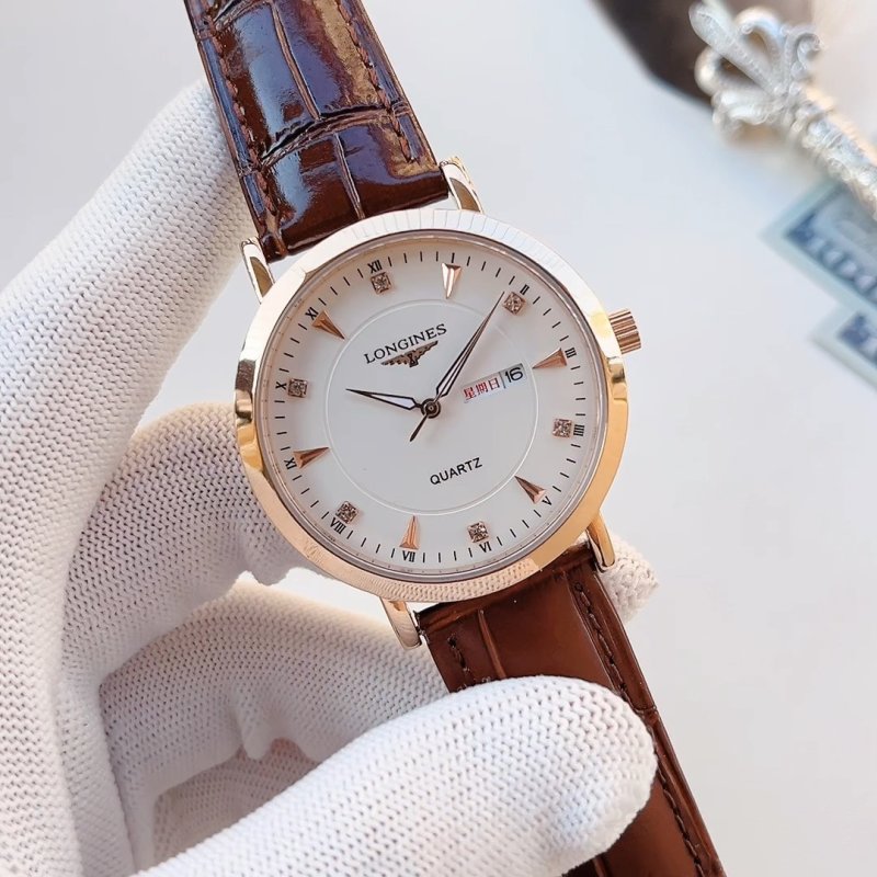 Longines Classic White Dial Brown Leather Strap Watch