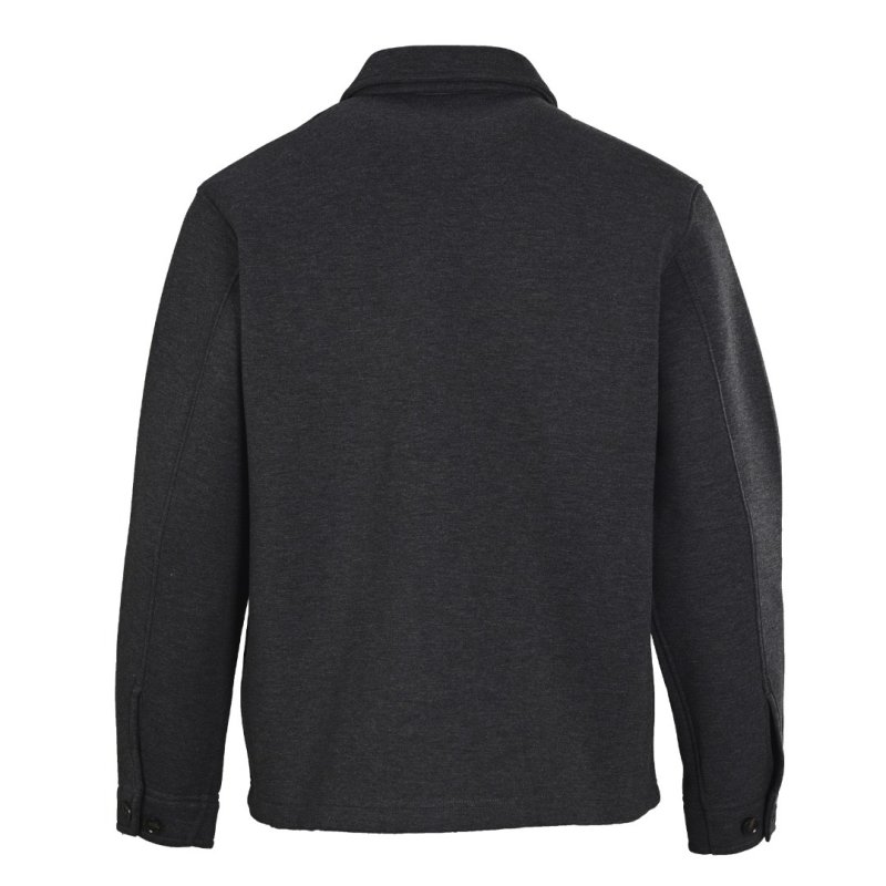 Essentials Charcoal Wool Overshirt with Woven Chest Pocket view