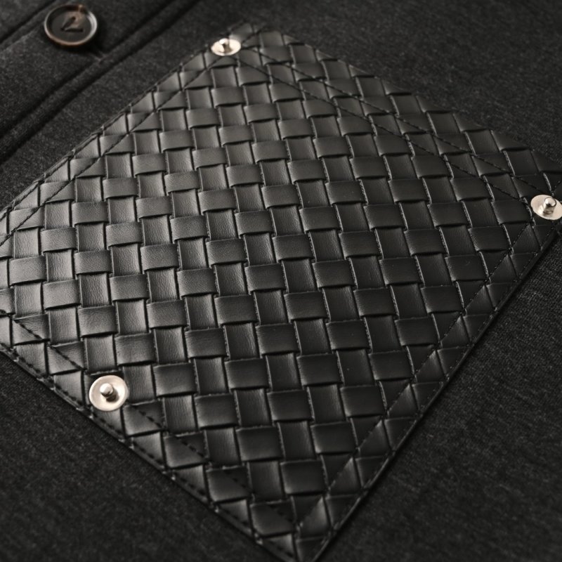 Essentials Charcoal Wool Overshirt with Woven Chest Pocket view