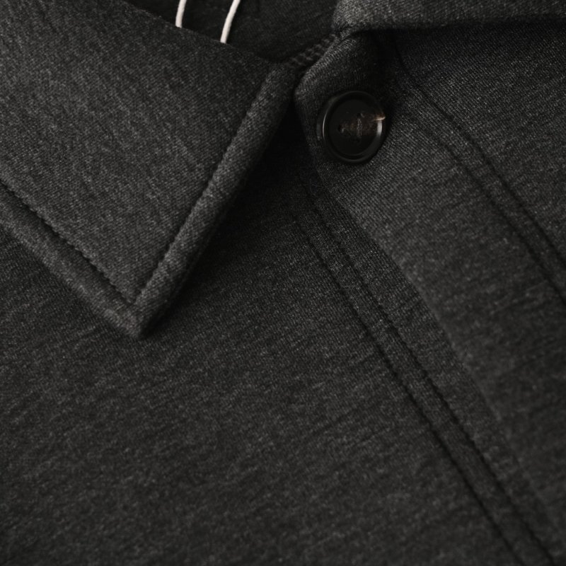 Essentials Charcoal Wool Overshirt with Woven Chest Pocket view