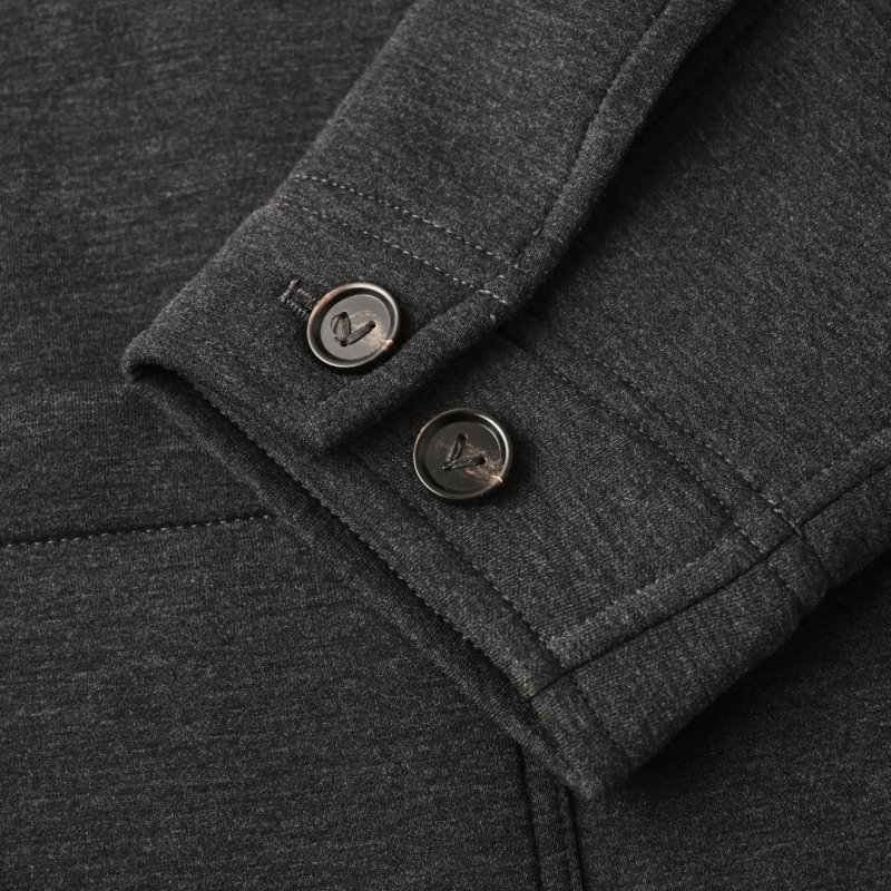 Essentials Charcoal Wool Overshirt with Woven Chest Pocket view