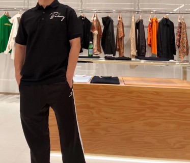 Burberry Signature Script Black Polo Shirt view 3