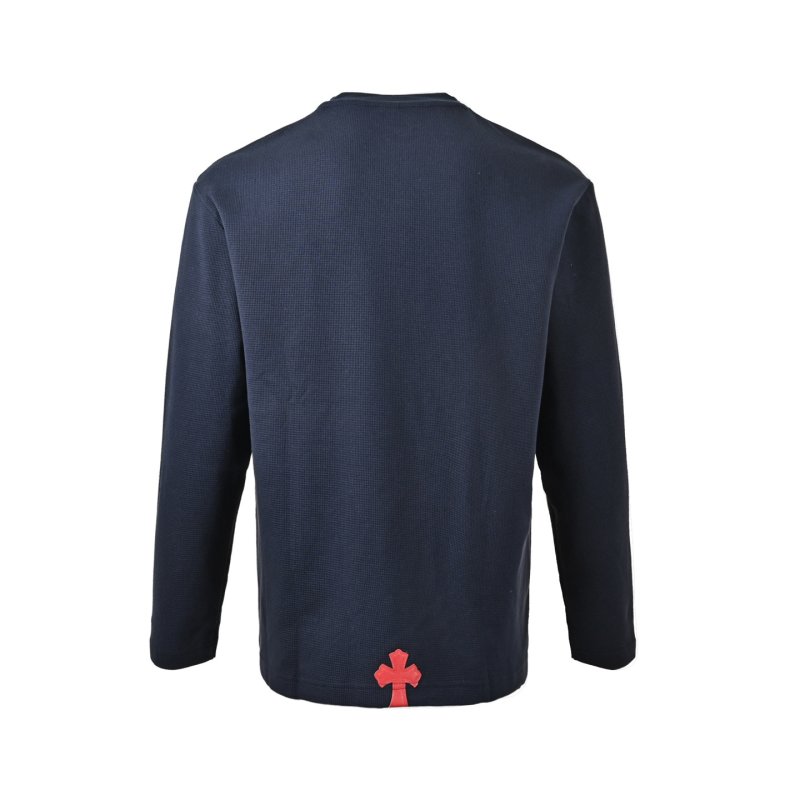 Chrome Hearts Black Long Sleeve Polo with Red Cross view