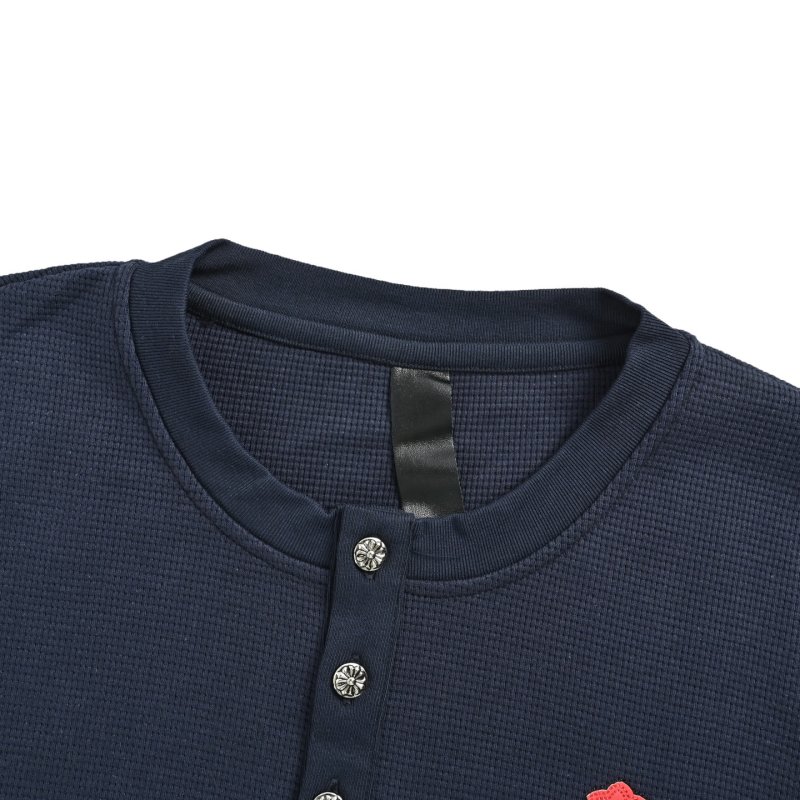 Chrome Hearts Black Long Sleeve Polo with Red Cross view