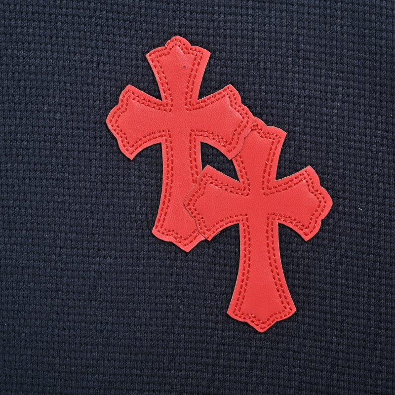 Chrome Hearts Black Long Sleeve Polo with Red Cross view
