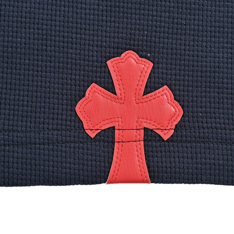 Chrome Hearts Black Long Sleeve Polo with Red Cross view