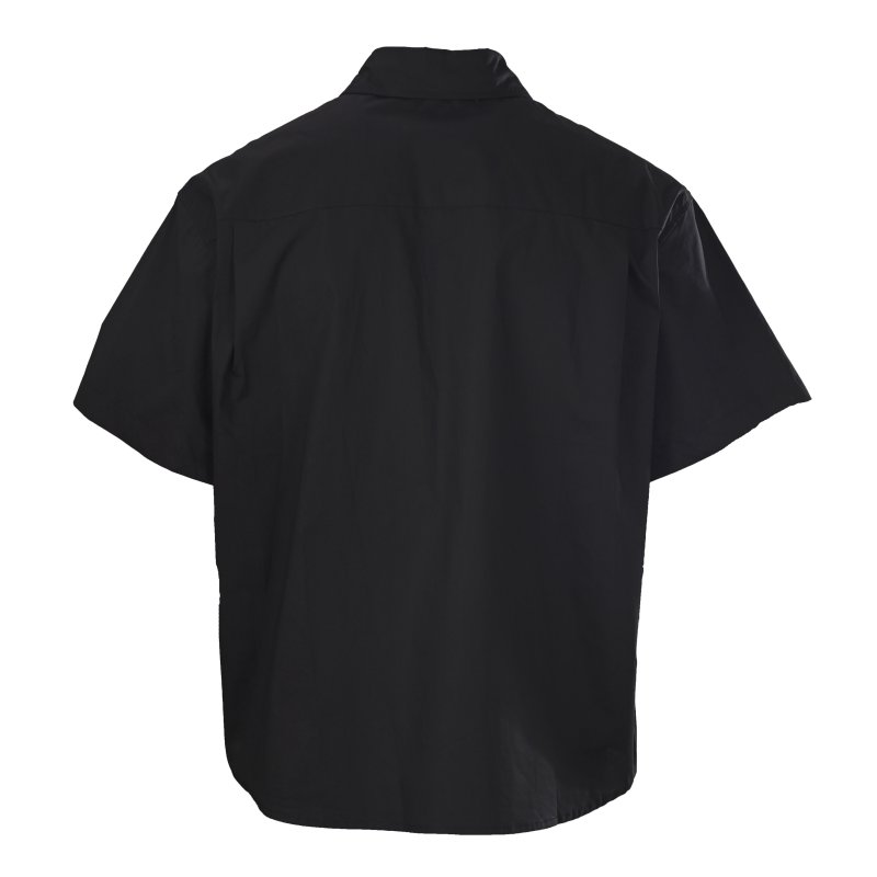 Black Short Sleeve Button-Up Shirt with Chest Graphic view