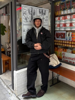 Essentials Black Puffed Denim Jacket view 4