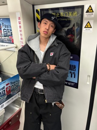 Essentials Black Puffed Denim Jacket view 6