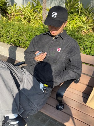 Essentials Black Puffed Denim Jacket view 8