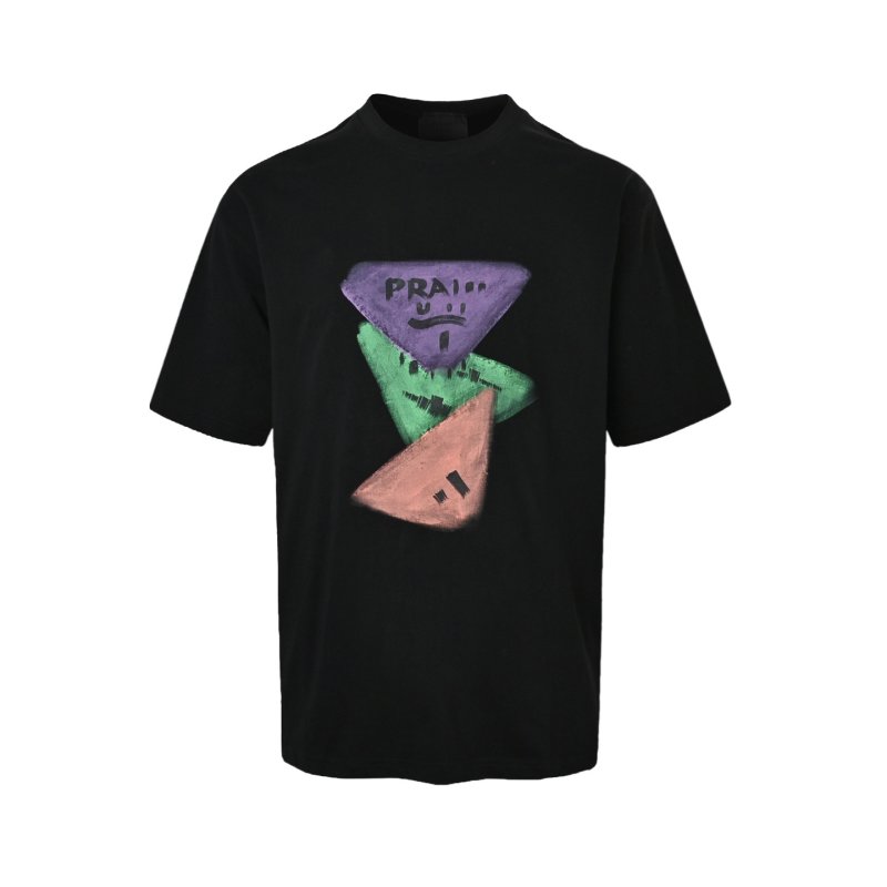 Prada Black Geometric Triangle Graphic T-Shirt view