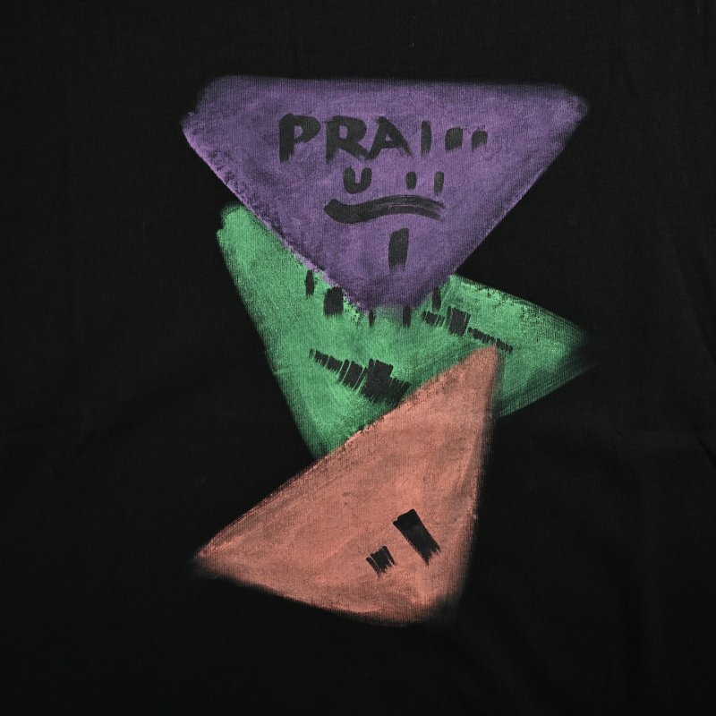 Prada Black Geometric Triangle Graphic T-Shirt view