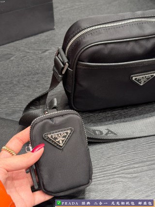 Prada 2-in-1 Nylon Camera Bag Black view 3