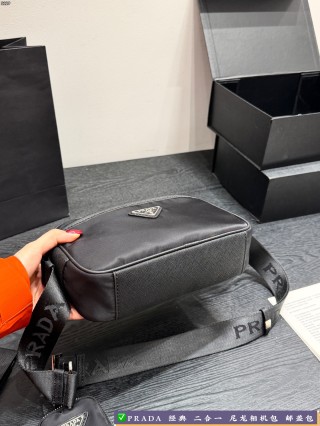 Prada 2-in-1 Nylon Camera Bag Black view 6