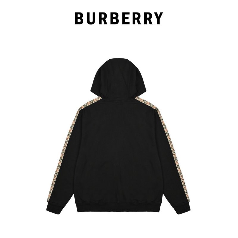 Burberry Black Hoodie Jacket with Checked Trim view